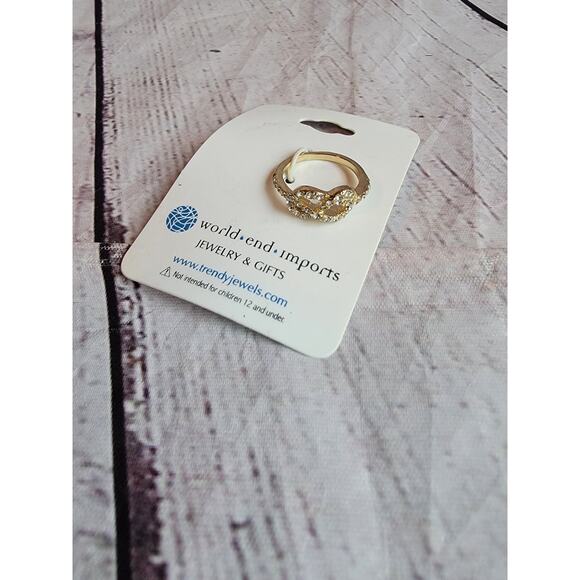 Gold Tone Infinity Gem Stone Ring New Size 6 - Picture 2 of 7